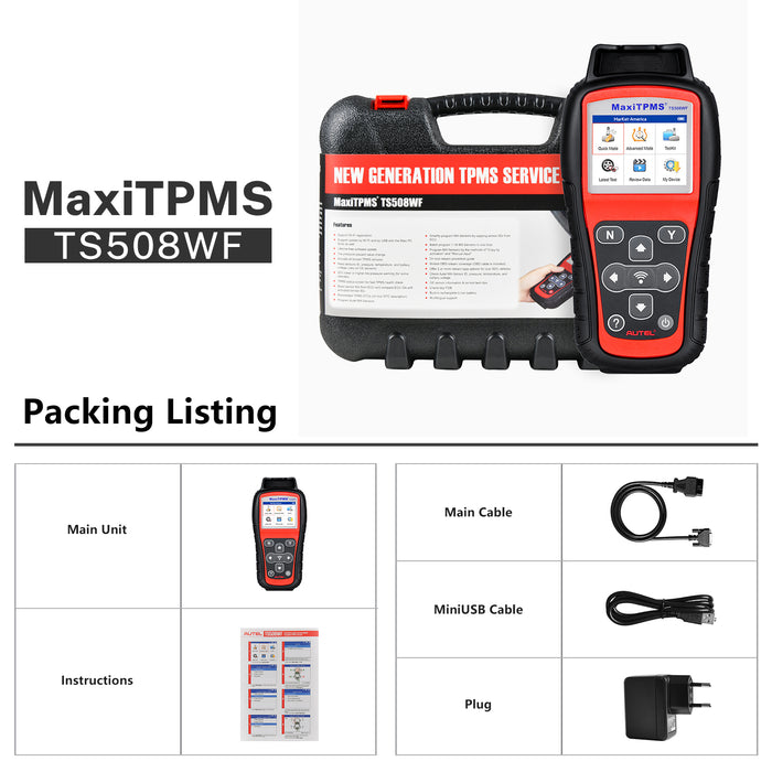 Autel MaxiTPMS TS508WF TPMS Wifi Relearn Tool | 4 ways to Program MX-Sensors | 3 ways Relearn OEM senors | Quick/Advanced Mode丨Upgraded Version of TS501/TS408
