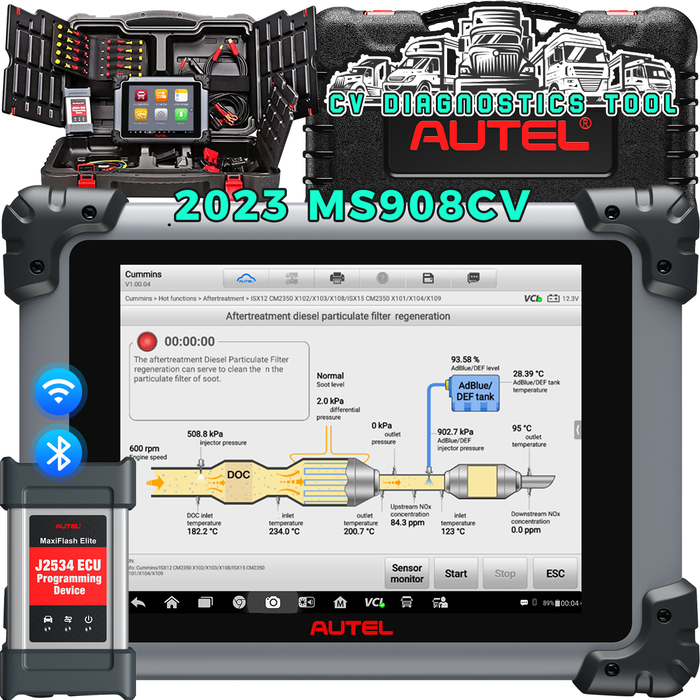 【Only 1 Left】Autel Maxisys MS908CV Heavy Duty Trucks/ Commercial Vehicle Diagnostic Scanner丨J2534 ECU Programming丨25+Hot Service丨23+Adaption Functions丨NO IP Restriction丨Only English
