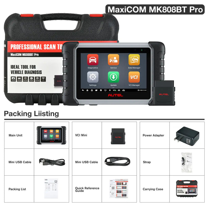 Autel MaxiCOM MK808BT Pro OBD2 Diagnosis Scanner |Bluetooth Connection | Bidirectional Control | All Systems Diagnosis | 38+ Services | ABS Bleed/Oil Reset/EPB/SAS/DPF/BMS/Injector Coding| Multi-Language