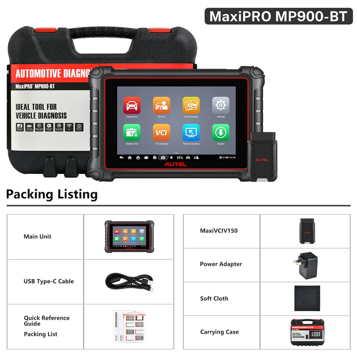 【2024 Newest】Autel Maxipro MP900BT Wireless Diagnosis Scanner丨8'' Screen Advanced ECU Coding丨Bi-Directional Control丨Multi-Brand All System Diagnosis丨40+ Service丨Multi-Language