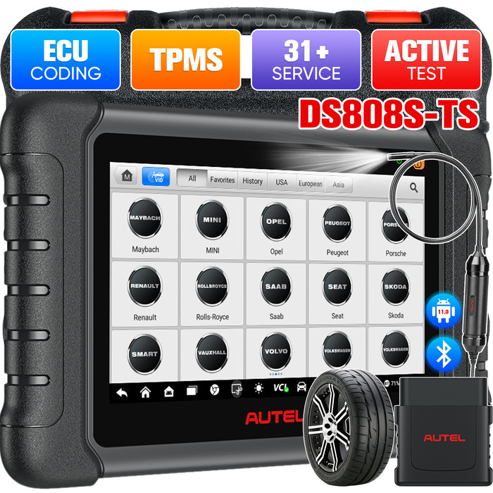 Autel MaxiDas DS808S-TS Wireless TPMS Diagnostic Tool | Same as MP808S-TS/Complete TPMS Programming | OE-Level All Systems Diagnosis | 30+ Special Reset Services | Multi-Language