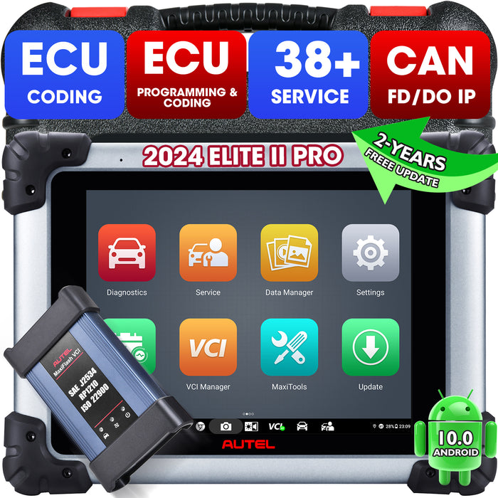 【2 Years Update】Autel Maxisys Elite II Pro |Same as Autel MS909  |with J2534 ECU Programming & Coding | Bi-Directional Control | 36+ Services | OE-Level Full-System| Multi-Language