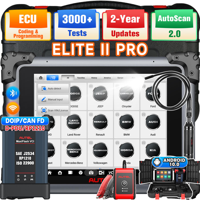 【2 Years Update】Autel Maxisys Elite II Pro|MaxiFlash VCI J2534丨Same as MS909丨ECU Programming & Coding | Bi-Directional Control | 38+ Services | Full-System Diagnosis| Multi-Language