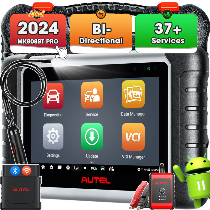 【2024 NEW】Autel MaxiCOM MK808BT Pro OBD2 Diagnosis Scanner |Same as MK808Z-BT | All Systems Diagnosis | 37+ Services | ABS Bleed, Oil Reset, EPB, SAS, DPF, BMS, Injector Coding| Multi-Language