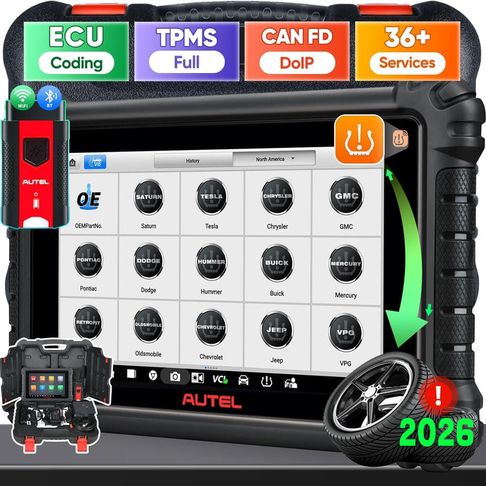 Autel MaxiCOM MK906S Pro2-TS丨2026 Top 2-in-1 Diagnosis and TPMS Scanner | TPMS Relearn/Programmer Tool| Advanced ECU Coding | Bi-Directional Control | 36+ Services | All Systems Diagnosis|Multi-Language