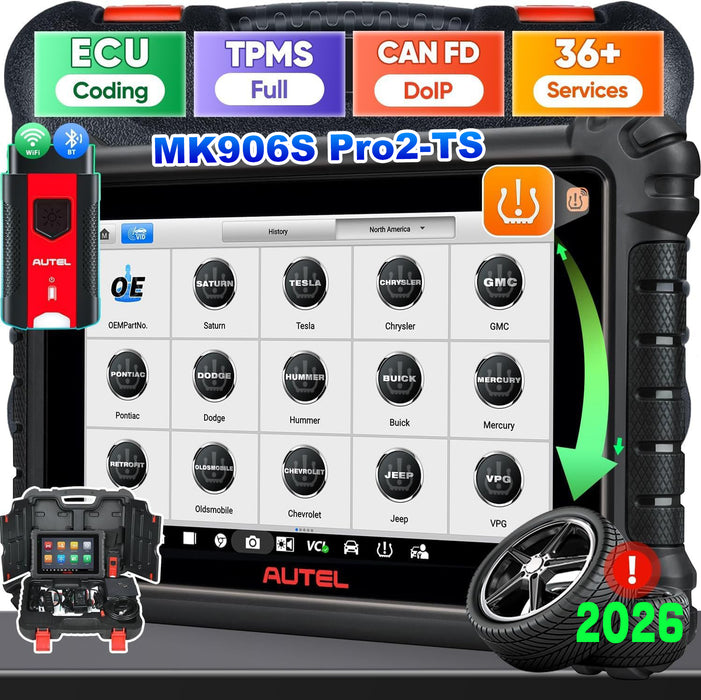 Autel MaxiCOM MK906S Pro2-TS | 2026 Top 2 in 1 Diagnosi e Scanner TPMS | TPMS Relearn/ProStrumento grammaticale| Codifica ECU avanzata | Controllo bidirezionale | 36+ Servizi | Diagnosi di tutti i sistemi|Multilingue