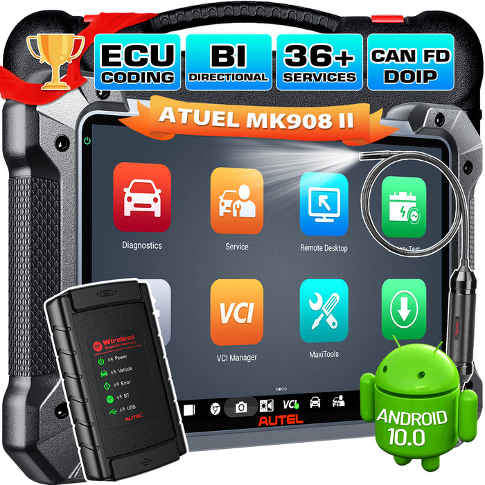 Autel MaxiCOM MK908 II| Advanced ECU Coding | Bi-Directional Control | OE-Level All Systems Diagnosis | 36+ Reset Services | Multi-Language