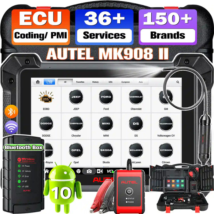 Autel MaxiCOM MK908 II Diagnosis Scanner| Advanced ECU Coding | Bi-Directional Control | OE-Level All Systems Diagnosis | 36+ Reset Services | Multi-Language