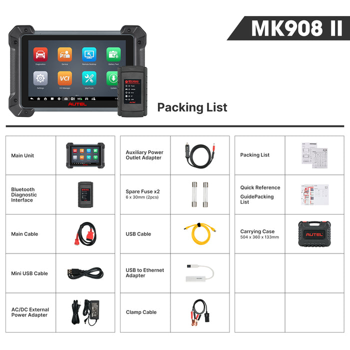 Autel MaxiCOM MK908 II Diagnosis Scanner| Advanced ECU Coding | Bi-Directional Control | OE-Level All Systems Diagnosis | 36+ Reset Services | Multi-Language