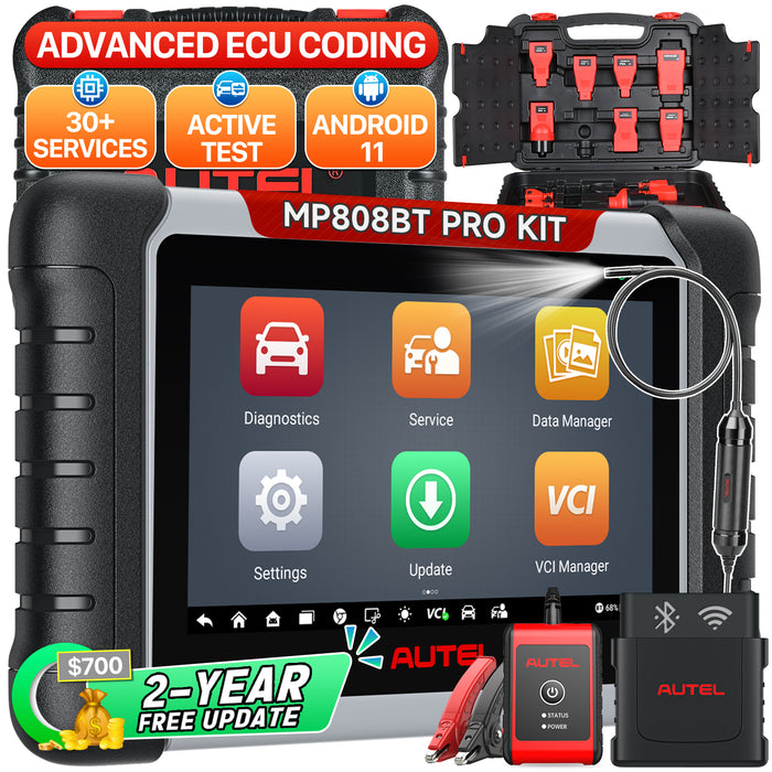 Autel MaxiPRO MP808BT Pro Kit (MP808BT Pro+ a Box Adapters) | ECU Coding | Bi-Directional Control | OE-Level All Systems Diagnostic | 37+ Services | Multi-Language