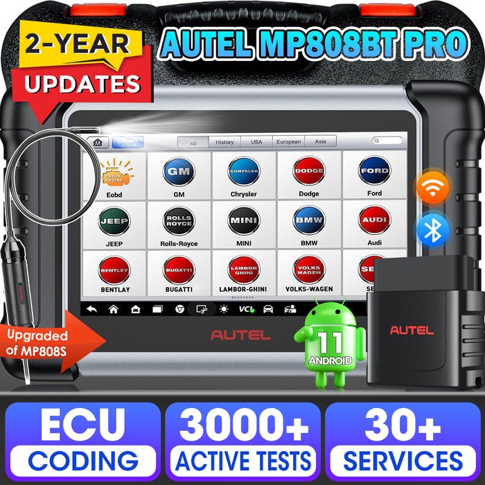 【EU Ship/2 Years Update】Autel MaxiPRO MP808BT Pro Wireless Diagnostic Scanner | ECU Coding | Bi-Directional Control | OE-Level All Systems Diagnostic | 37+ Services | Oil Reset | EPB | Multi-Language