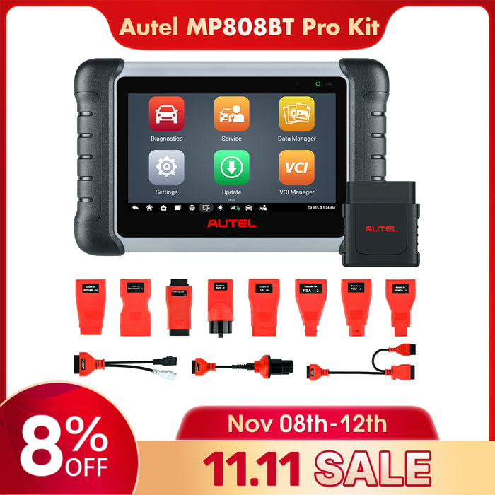 【2 Years Update】Autel MaxiPRO MP808BT Pro Kit (MP808BT Pro+ a Box Adapters) | ECU Coding | Bi-Directional Control | OE-Level All Systems Diagnostic | 37+ Services | Multi-Language