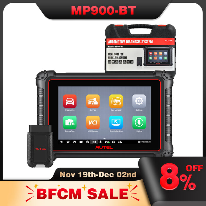 Autel Maxipro MP900BT Wireless Diagnosis Scanner丨8'' Screen /Advanced ECU Coding丨Bi-Directional Control丨Multi-Brand All System Diagnosis丨40+ Service丨Multi-Language