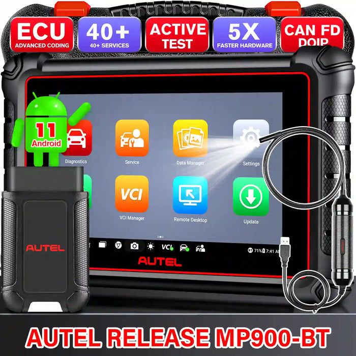 Autel Maxipro MP900BT Wireless Diagnosis Scanner丨8'' Screen /Advanced ECU Coding丨Bi-Directional Control丨Multi-Brand All System Diagnosis丨40+ Service丨Multi-Language