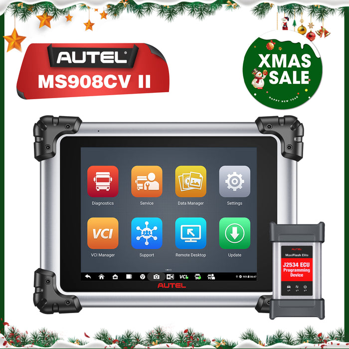 Autel MaxiSys MS908CV II丨Diagnosis Scanner For Heavy-duty Trucks and Commercial Vehicle /J2534 ECU Re-Programming & Coding/ 62+ services/OE-Level Full System /Global Version Multi-language