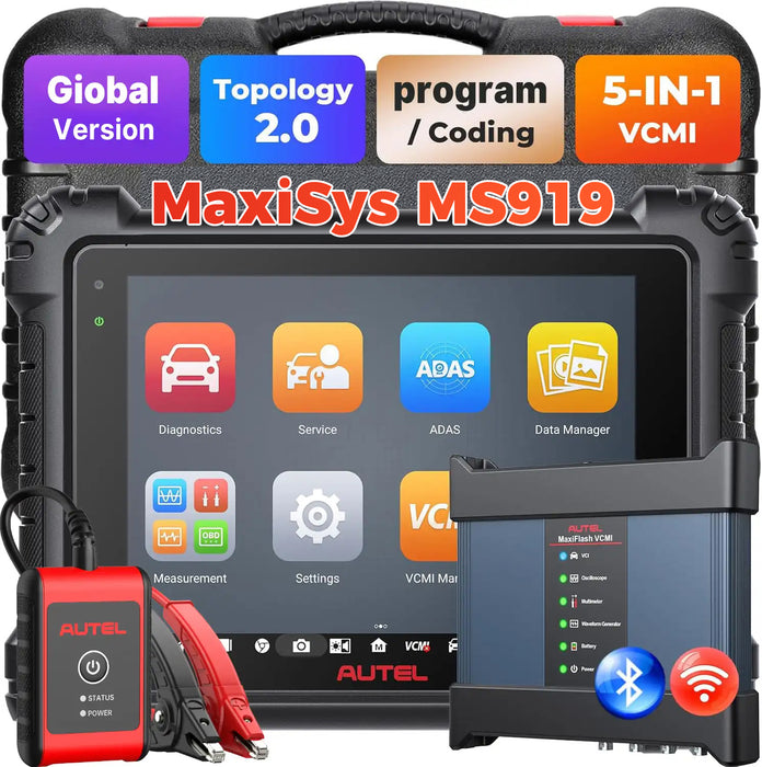 Autel MaxiSys MS919丨Top Level Diagnosis Scanner/J2534 ECU Programming/Coding/Topology Map 2.0/Bidirectional Control/40+Reset Service/Global Version Multi-language