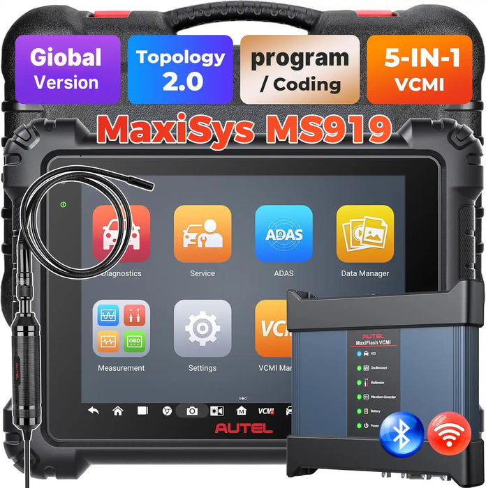 Autel MaxiSys MS919丨Top Level Diagnosis Scanner/J2534 ECU Programming/Coding/Topology Map 2.0/Bidirectional Control/40+Reset Service/Global Version Multi-language