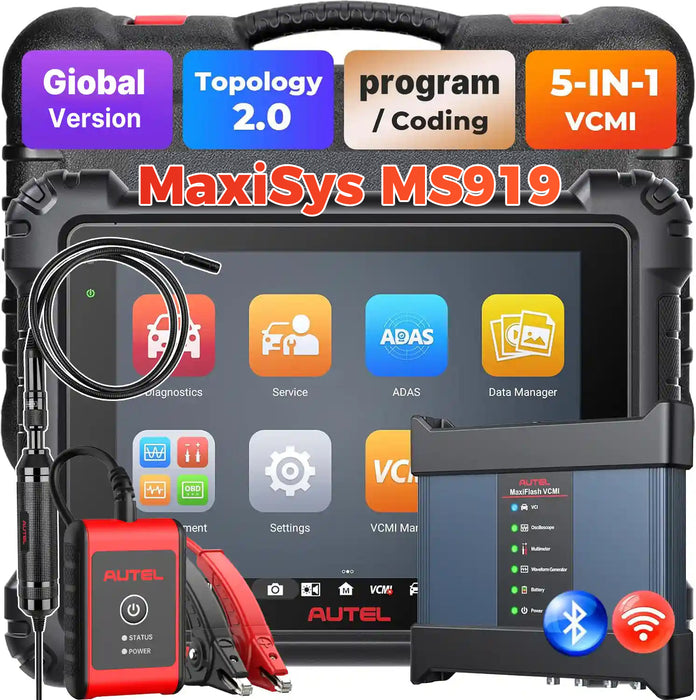Autel MaxiSys MS919丨Top Level Diagnosis Scanner/J2534 ECU Programming/Coding/Topology Map 2.0/Bidirectional Control/40+Reset Service/Global Version Multi-language