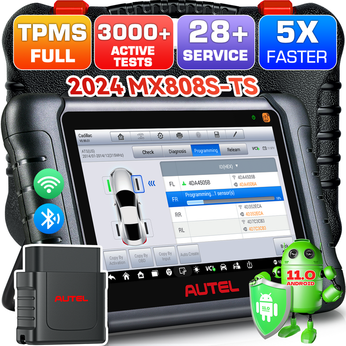 Autel MaxiCheck MX808S-TS/MK808S-TS TPMS Diagnosis Scanner | MX-Sensor Programming | TPMS relearn/replace | OE-Level All Systems Diagnosis | 30+ Special Reset Services |Multi-Language