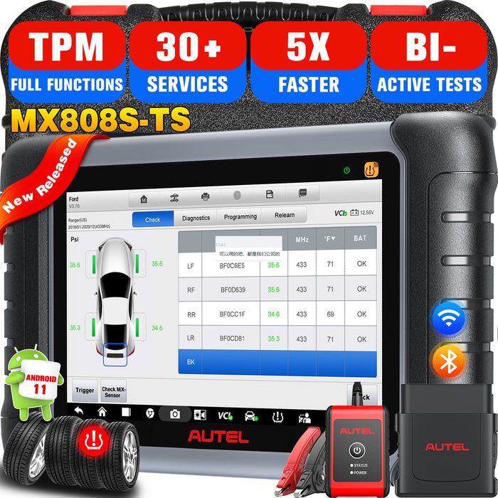 Autel MaxiCheck MX808S-TS | Complete TPMS Sensor Programming | Same as MK808S-TS | OE-Level All Systems Diagnosis | 30+ Special Reset Services |Multi-Language