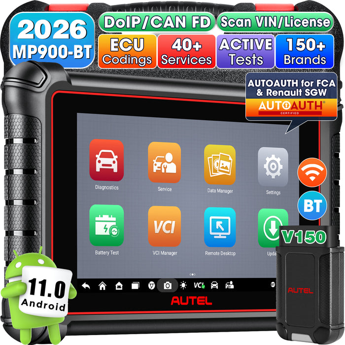 Autel Maxipro MP900BT Wireless Diagnosis Scanner丨8'' Screen /Advanced ECU Coding丨Bi-Directional Control丨Multi-Brand All System Diagnosis丨40+ Service丨Multi-Language