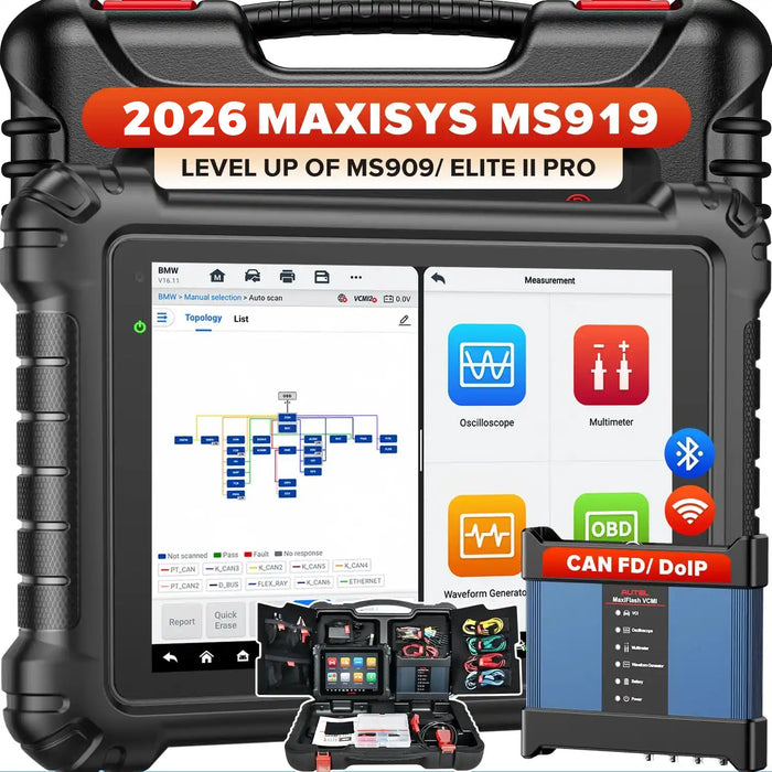 Autel MaxiSys MS919丨Top Level Diagnosis Scanner/J2534 ECU Programming/Coding/Topology Map 2.0/Bidirectional Control/40+Reset Service/Global Version Multi-language