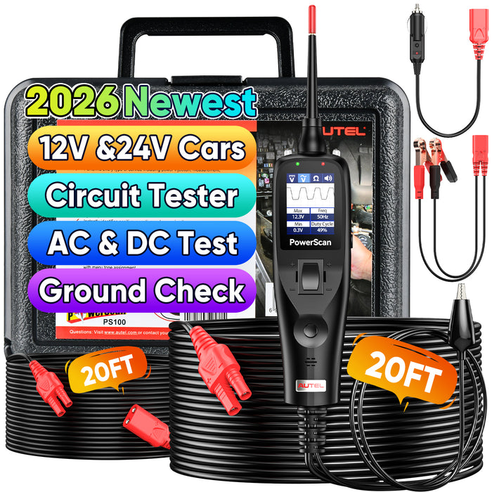 Autel PowerScan PS100丨Automotive Circuit Tester Universal 12V/24V Power Circuit Probe Tool 20ft Extension Cable