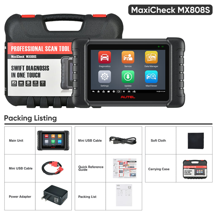 【EU Free Ship】Autel MaxiCheck MX808S Bi-Directional Control| OE-Level Diagnostic | Same as MK808S MK808Z |All Systems Diagnosis 28+ Reset Services|Multi-language