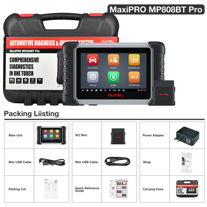 【EU Ship/2 Years Update】Autel MaxiPRO MP808BT Pro Wireless Diagnostic Scanner | ECU Coding | Bi-Directional Control | OE-Level All Systems Diagnostic | 37+ Services | Oil Reset | EPB | Multi-Language