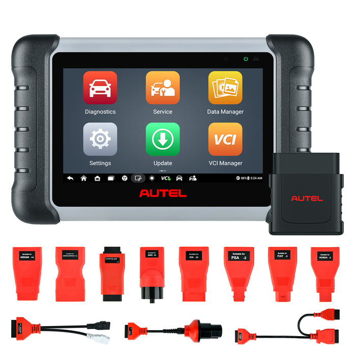 Autel MaxiPRO MP808BT Pro Kit Diagnostic Scanner With a Box Adapters | ECU Coding | Bi-Directional Control | OE-Level All Systems Diagnostic | 37+ Services | Multi-Language